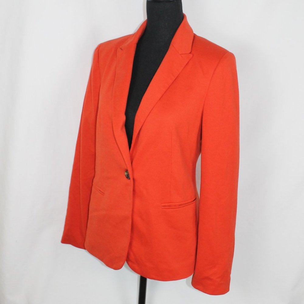 XXI Orange SIngle Breasted Blazer Size Medium Lined Peak Collar Office Jacket